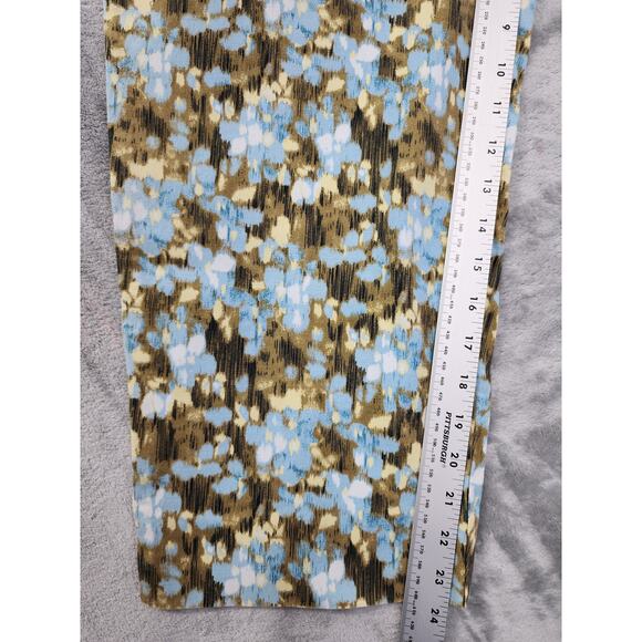 Vintage Style&Co Stretch High Rise Capri Pant Size 12 Blue Yellow Brown Floral - Picture 7 of 9